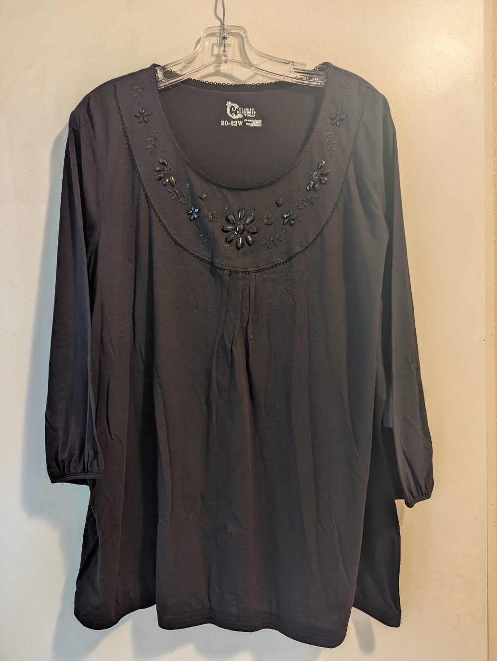 croft & barrow Black Scoop-Neck Embellished Women's Tunic